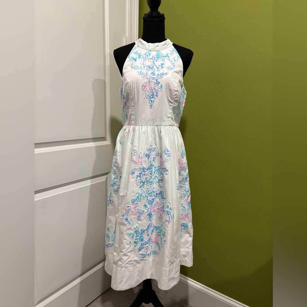 Lilly Pulitzer Gianne Midi Appliqué Halter Dress Size 6 NWT
